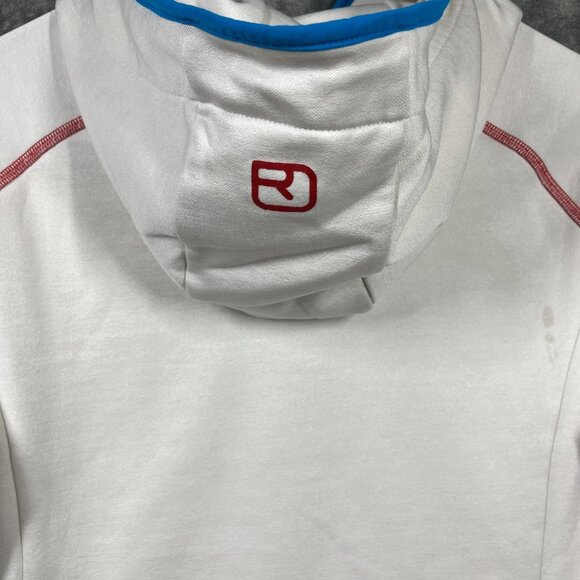 Ortovox Merino Wool Hoodie Women M White Blue Logo Sweater Outdoor Softshell - Picture 11 of 11